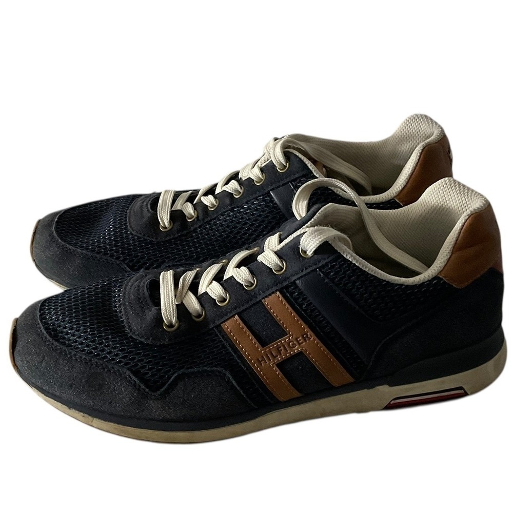 Tommy Hilfiger Mens Valen 2 Navy Blue Cognac Mesh Suede Sneakers TMVALEN2-M 9.5 - Picture 9 of 13